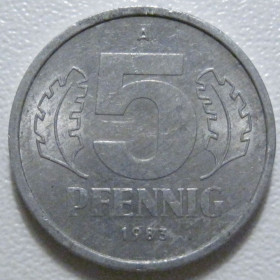 НДР, ФРН ГДР, ФРГ ^/--/^ Німеччина - НДР 5 пфенігів 1983 року 43363 ^_^^^ Германия - ГДР 5 пфеннигов 1983 года 43363 - фото фото фото