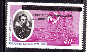 Освоєння космосу Освоение космоса ^/--/^ Космос . Бенин 1985 г  MNH - надпечатка - Кеплер ^_^^^ Бенін 1985 MNH - надпечатка - Кеплер - фото фото фото