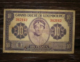 Бенілюкс Бенилюкс ^/--/^ LUXEMBOURG Люксембург 10 фpaнків 1944. Без серії 342142 ^_^^^ LUXEMBOURG Люксембург 10 фpaнков 1944. Без серии 342142 - фото фото фото
