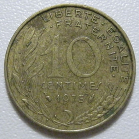 Франція Франция ^/--/^ Франція 10 сантимів 1975 року 43500 ^_^^^ Франция 10 сантимов 1975 года 43500 - фото фото фото