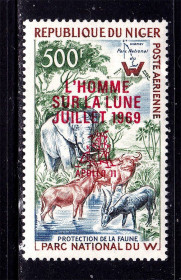 Фауна Фауна ^/--/^ Фауна .  Нигер 1969 г  **   надпечатка - космос Луна ^_^^^ Нігер 1969 — наддрук — космос Місяць - фото фото фото