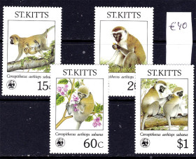 Фауна Фауна ^/--/^ Фауна . Ст. Киттс / St. Kitts 1986 г MNH - приматы ^_^^^ Фауна . Ст. Кіттс / St. Kitts 1986 MNH - примати - фото фото фото