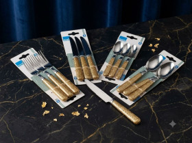 Столові прилади Столовые приборы ^/--/^ Набір столових приборів Amefa Sparkle Gold на 4 персони  (16 предметів) ^_^^^ Набор столовых приборов Amefa Sparkle Gold на 4 персоны (16 предметов) - фото фото фото