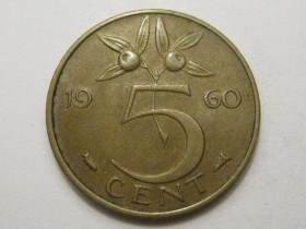 Нідерланди Нидерланды ^/--/^ Нидерланды 5 центов 1960 года 38581 ^_^^^ Нідерланди 5 центів 1960 року 38581 - фото фото фото