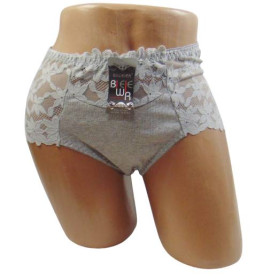 Труси Трусы ^/--/^ Трусики хлопковые с кружевом Biweier 9738 4 /--/ XL серые ^_^^^ Трусики бавовняні з мережевим Biweier 9738 4 /--/ XL сірі - фото фото фото