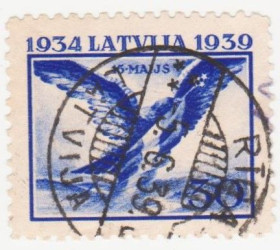 Балтійські країни Балтийские страны ^/--/^ Латвия 1939 г. №  227 гашеная ^_^^^ Латвія 1939 р. No 227 гашена - фото фото фото