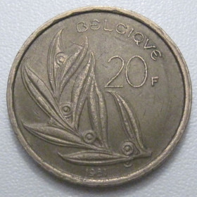 Бельгія Бельгия ^/--/^ Бельгія 20 франків 1981 року Belgique 42926 ^_^^^ Бельгия 20 франков 1981 года Belgique 42926 - фото фото фото