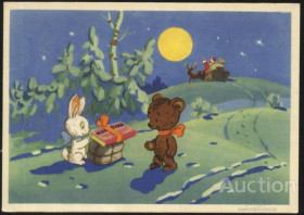 СРСР СССР ^/--/^ 5 Открытка 1959 год по мотивам мультфильмов ^_^^^ 5 Листівка 1959 за мотивами мультфільмів - фото фото фото