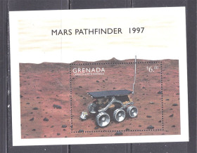 Освоєння космосу Освоение космоса ^/--/^ Космос . Гренада 1997 г  MNH - блок - ЛУНОХОД ^_^^^ Гренада 1997 MNH - блок - Лунохід - фото фото фото