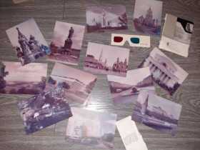 СРСР СССР ^/--/^ 1966 объемные фотооткрытки Москва набор открыток 12 шт плюс очки ^_^^^ 1966 об'ємні фотовідкритки Москва набір листівок 12 шт плюс очки - фото фото фото