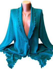 Кардигани Кардиганы ^/--/^ XL-5 /--/ XL Женский бирюзовый кардиган Tigi, оверсайз накидка из трикотажа букле ^_^^^ Бірюзовий букльований кардіган Tigi, універсальний розмір L-3 /--/ XL - фото фото фото