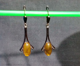 Сережки Серьги ^/--/^ Серьги женские винтажные под янтарь из металла под бронзу бижутерия ^_^^^ Сережки жіночі гвинтажні під бурштин з металу під бронзу біжутерія - фото фото фото