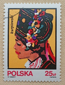 Польща Польша ^/--/^ Польша 1983 г - Народные костюмы. Курпье  (Kurpiowski), гаш ^_^^^ 1983 — Народні костюми. Курп'є (Kurpiowski), гаш - фото фото фото