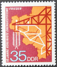 Інше Другое ^/--/^ ГДР Энергосистема Электричество Карта  1973 ^_^^^ НДР Енергосистема Електрика Карта 1973 - фото фото фото