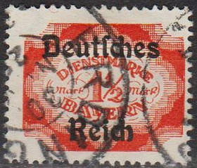 Веймарська республіка Веймарская республика ^/--/^ 1920 - Німеччина - Надруки на марках Баварії 1 1/2 Mi.48 _2,50 € _гаш ^_^^^ 1920 - Германия - Надруки на марках Баварии 1 1/2 Mi.48 _2,50 € _гаш - фото фото фото