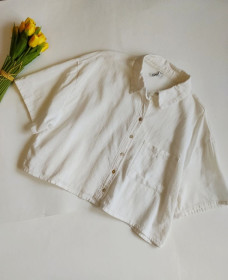 Блузки, сорочки Блузки, рубашки ^/--/^ Сорочка Біла. Oversize. Коротка. Котон. S розмір ^_^^^ рубашка Белая. Oversize. Короткая. Котон. S размер - фото фото фото