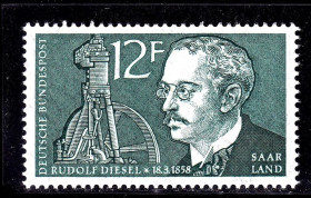 Інше Другое ^/--/^ СААР / SAAR  1958 г MNH - 100-летие со дня рождения Рудольфа Дизеля. ^_^^^ СААР / SAAR 1958 MNH - 100-річчя з дня народження Рудольфа Дізеля. - фото фото фото