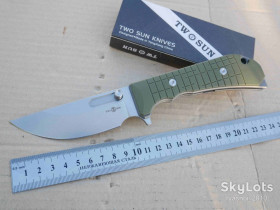 Ножі, мультітули Ножи, мультитулы ^/--/^ TwoSun TS /--/ 464-Titanium+G /--/ 10-Green, 14 /--/ C /--/ 28 /--/ N Stonewashed, Wong Design, Flipper, KVT Ceramic Ball Bearing, Outdoor, Tactical, EDC, Liner Lock - фото фото фото