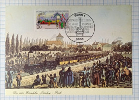 Іноземні Иностранные ^/--/^ Картмаксимум поштова картка 150 річниця Німецької залізниці 1985 Бонн Fa ^_^^^ Картмаксимум почтовая карточка 150 годовщина Немецкой железной дороги 1985 Бонн Fa - фото фото фото