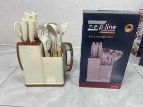 Кухонні набори Кухонные наборы ^/--/^ Набір ножів + кухонне приладдя Zepline ZP-107 19 предметів  (Молочний) ^_^^^ Набор ножей + поваренные принадлежности Zepline ZP-107 19 предметов (Молочный) - фото фото фото