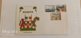 Європа Европа ^/--/^ Конверт первого дня КПД Великобритания 1971 картины пейзаж рисование Ольстер Северная Ирландия Глазго Шотландия 3 пенни пенса Герб ^_^^^ Конверт першого дня ККД Великобританія 1971 картини пейзаж малювання Ольстер Північна Ірландія Глазго Шотландія 3 пенні пенса Герб - фото фото фото