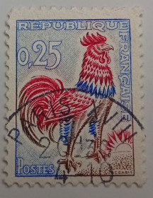 Франція Франция ^/--/^ Франция 1962 Галлийский петух, гашеная (I) ^_^^^ Франція 1962 Галлійський півень, гашена (I) - фото фото фото