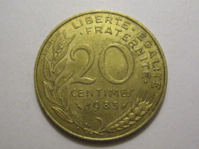 Франція Франция ^/--/^ Франция 20 сантимов 1983 года 3 /--/ П /--/ 1049 ^_^^^ Франція 20 сантимів 1983 3 /--/ П /--/ 1049 - фото фото фото