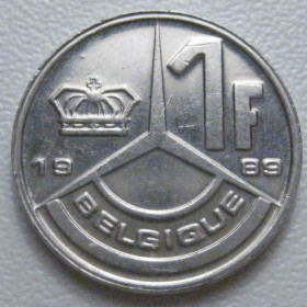 Бельгія Бельгия ^/--/^ Бельгія 1 франк 1989 року Belgique 42750 ^_^^^ Бельгия 1 франк 1989 года Belgique 42750 - фото фото фото