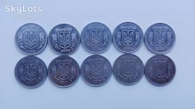 Обігові Обиходные ^/--/^ Монеты 5 копійок України - 10 шт. разных годов, одним лотом. ^_^^^ Монеты 5 копеек Украины - 10 шт. разных лет, одним лотом. - фото фото фото
