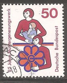 НДР, ФРН ГДР, ФРГ ^/--/^ ФРГ 1975 Mi.831 used 25 лет фонду матерей ^_^^^ ФРН 1975 Mi.831 used 25 років фонду матерів - фото фото фото