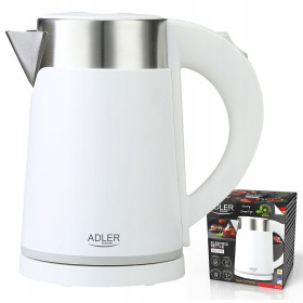 Електрочайники Электрочайники ^/--/^ Електрочайник Adler AD 1372 white — 0.6 л, 800 Вт, подвійні стінки, нержавіюча сталь ^_^^^ Электрочайник Adler AD 1372 white — 0.6 л, 800 Вт, двойные стенки, нержавеющая сталь - фото фото фото