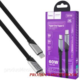 Кабелі Кабели ^/--/^ Кабель HOCO U /--/ 119 Type-C to Type-C 60 /--/ W, 1.2 /--/ m, nylon, aluminum connectors, Black (6942007605021) - фото фото фото