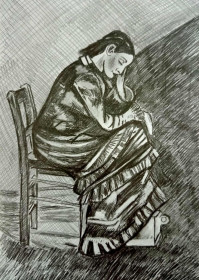 Картини, Гравюри, Живопис та Графіка Картины, Гравюры, Живопись и Графика ^/--/^ Копия срисовано карандашом на бумаге графика Ван Гога. 20*15 см. ^_^^^ Копія змальована олівцем на папері графіка Ван Гога. 20*15 см. - фото фото фото