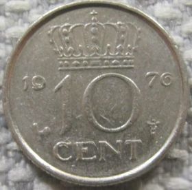 Нідерланди Нидерланды ^/--/^ Нидерланды 10 центов 1976 года #12691 ^_^^^ Нідерланди 10 центів 1976 року #12691 - фото фото фото