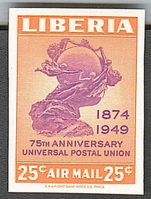 Ліберія Либерия ^/--/^ Либерия  (1950) Авиапочта. 75 лет Всемирному почтовому союзу ^_^^^ Ліберія (1950) Авіапошта. 75 років Всесвітньому поштовому союзу - фото фото фото