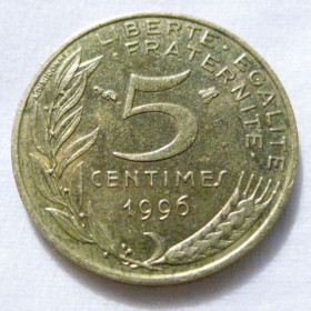 Франція Франция ^/--/^ Франція 5 сантимів 1996 року #6 /--/ П /--/ 1312 ^_^^^ Франция 5 сантимов 1996 года #6 /--/ П /--/ 1312 - фото фото фото