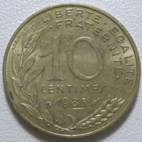 Франція Франция ^/--/^ Франція 10 сантимів 1983 року 43515 ^_^^^ Франция 10 сантимов 1983 года 43515 - фото фото фото