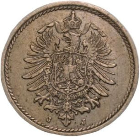 Німецька імперія (-) Германская империя (-) ^/--/^ 5 пфеннигов, 1876 J, Германская империя, отл. состояние ^_^^^ 5 пфенігів, 1876 J, Німецька імперія, відл. стан - фото фото фото