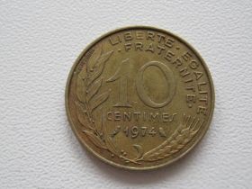 Франція Франция ^/--/^ Франция 10 сантимов 1974 года 15916 ^_^^^ Франція 10 сантимів 1974 15916 - фото фото фото