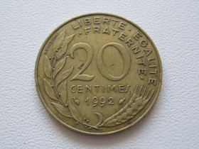 Франція Франция ^/--/^ Франция 20 сантимов 1992 года 24205 ^_^^^ Франція 20 сантимів 1992 24205 - фото фото фото
