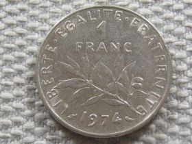 Франція Франция ^/--/^ Франция 1 франк 1974 года #3753 ^_^^^ Франція 1 франк 1974 року #3753 - фото фото фото