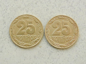 Обігові Обиходные ^/--/^ 25 копійок 1992 рік Україна 1.1 /--/ ААв, 1.2 /--/ ААв &amp;quot; Підбірка різновидів &amp;quot;  (835) ^_^^^ 25 копеек 1992 год Украина 1.1 /--/ ААв, 1.2 /--/ АААв &amp;quot; Подборка разновидностей &amp;quot; (835) - фото фото фото
