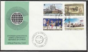 Європа Европа ^/--/^ Кипр 1983 ДЕНЬ СОДРУЖЕСТВА ТАНЦЫ КОСТЮМЫ ЭТНОГРАФИЯ ЖИВОПИСЬ ПРОМЫШЛЕННОСТЬ КПД Mi.578-581 ^_^^^ Кіпр 1983 День співпраці Танці Костюми Етнографія Живопис промисловість ККД Mi.578-581 - фото фото фото