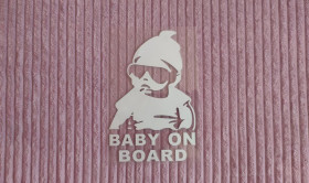 Наліпки, емблеми Наклейки, эмблемы ^/--/^ Наклейка на авто Baby on board Белая светоотражающая ^_^^^ Наклейка на авто Baby on board Біла світловідбивна - фото фото фото