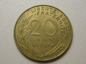 Франція Франция ^/--/^ Франция 20 сантимов 1981 года 38138 ^_^^^ Франція 20 сантимів 1981 38138 - фото фото фото