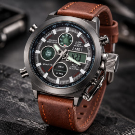 Наручні годинники Наручные часы ^/--/^ Годинник AMST Watch Коричневий / Годинник водостійкий зі сталевим корпусом / Аналоговий наручний годинник ^_^^^ Часы AMST Watch Коричневые / Часы водостойкие со стальным корпусом / Аналоговые наручные часы - фото фото фото