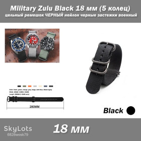 Браслети, ремінці Браслеты, ремешки ^/--/^ Military Zulu Black 18 мм  (5 колец) цельный ремешок ЧЕРНЫЙ  (ширина 18 мм) нейлон черные застежки военный ^_^^^ Military Zulu Black 18 мм (5 кілець) цілісний ремішок Чорний (ширина 18 мм) нейлон чорні застібки військовий - фото фото фото