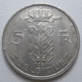 Бельгія Бельгия ^/--/^ Бельгія 5 франків 1975 року Belgique 42863 ^_^^^ Бельгия 5 франков 1975 года Belgique 42863 - фото фото фото