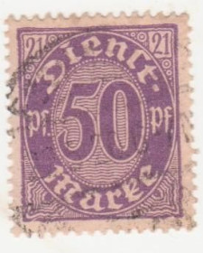 Веймарська республіка Веймарская республика ^/--/^ Германия 1920 г.№  21 гашеная ^_^^^ Німеччина 1920 р. No 21 гашена - фото фото фото