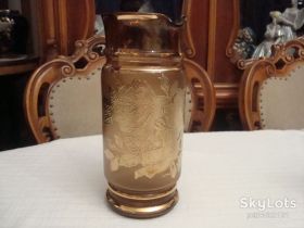 Кухонне начиння, посуд, столове срібло Кухонная утварь, посуда, столовое серебро ^/--/^ Красивый Кувшин Цветное Богемское Стекло Позолота Чехословакия №628 ^_^^^ Красивий Кувшин Кольорове Богемське Скло Позолота Чехословаччина No /--/ 628 - фото фото фото